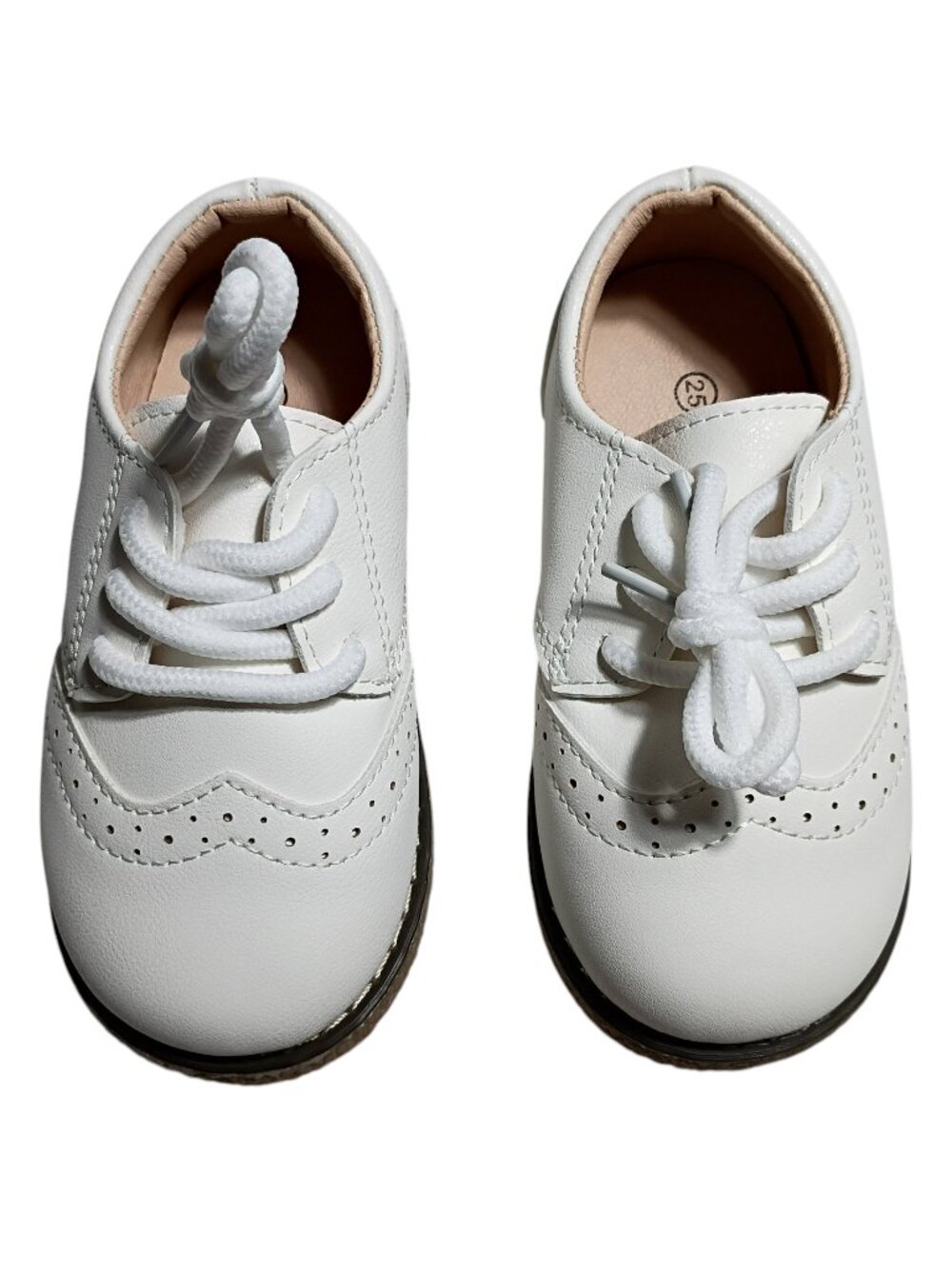 Meckior White Wingtip Oxford Toddler Dress Shoes - EU 25 (US 8.5-9)